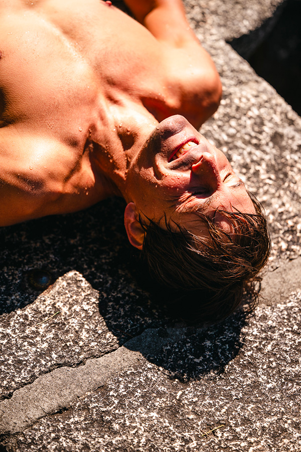 Person relaxing in the sun